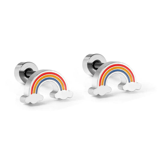 Stainless Steel Rainbow Stud Earrings with Epoxy (Twist Back)