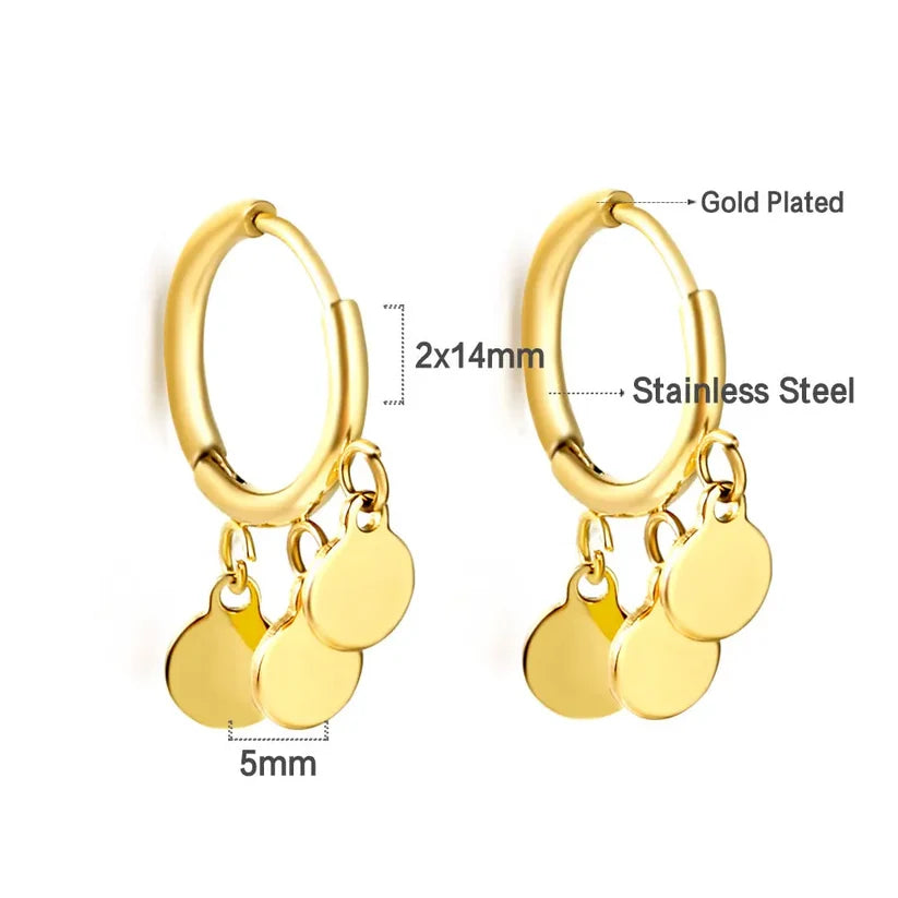 Adult Gold-Plated Stainless Steel Hoop Earrings With 3 Circles
