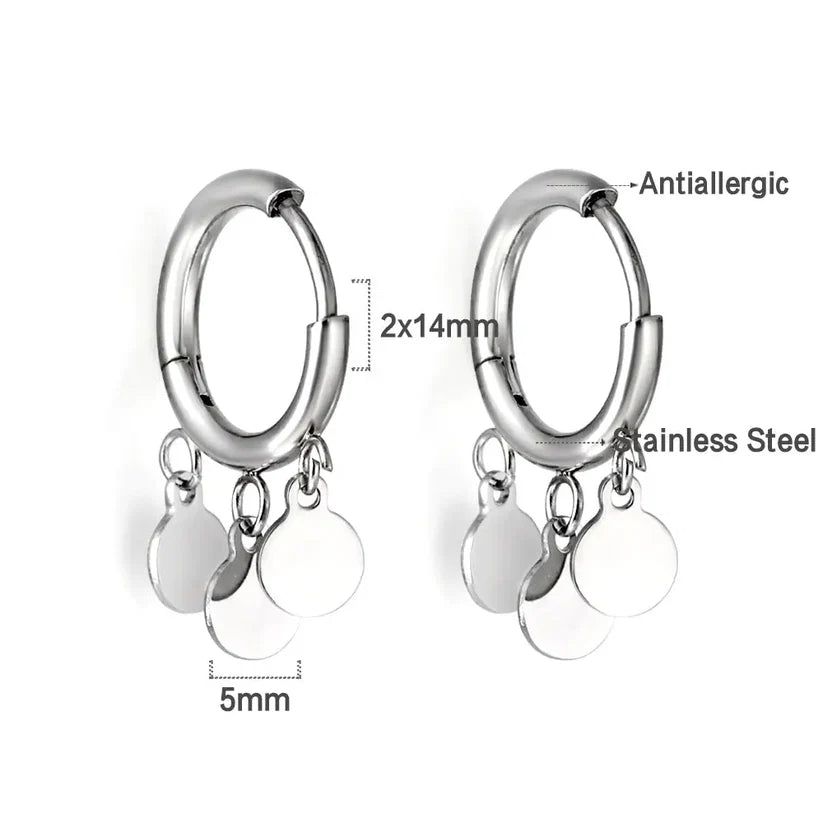 Adult Stainless Steel Hoop Earrings With 3 Circles