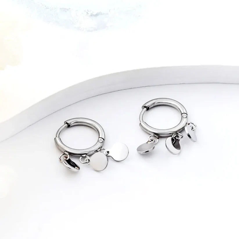 Adult Stainless Steel Hoop Earrings With 3 Circles