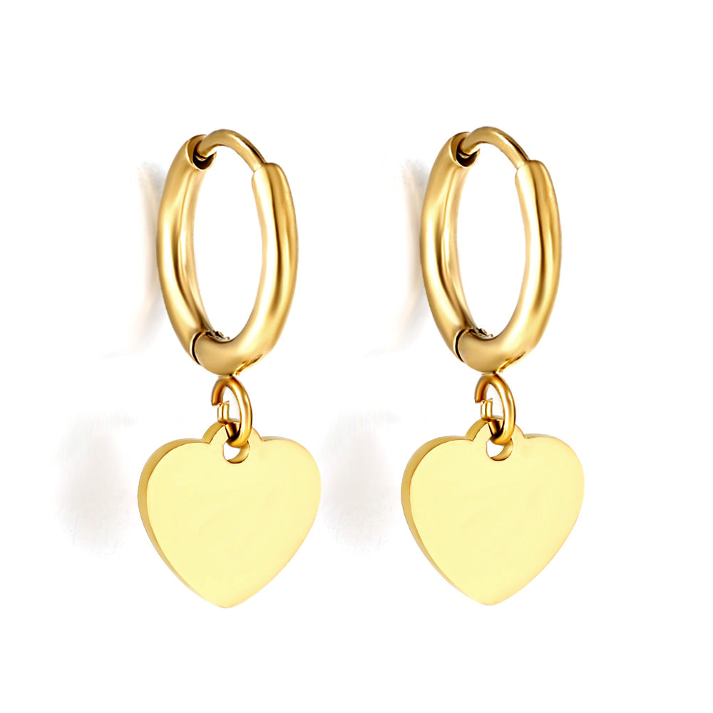 Gold-Plated Stainless Steel Heart Hoop Earrings