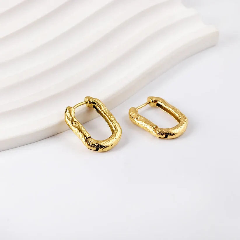 Adult Gold-Plated Rectangular Ear Clasps
