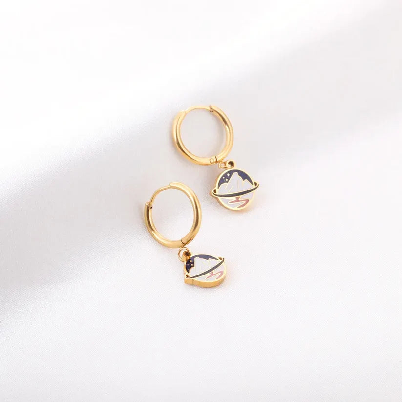 Gold-plated Stainless Steel Mountains Hoop Earrings With Epoxy