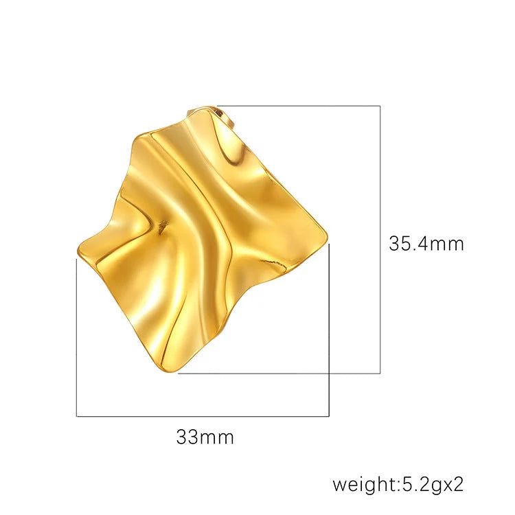 Adult Gold-plated Irregular Square Earrings