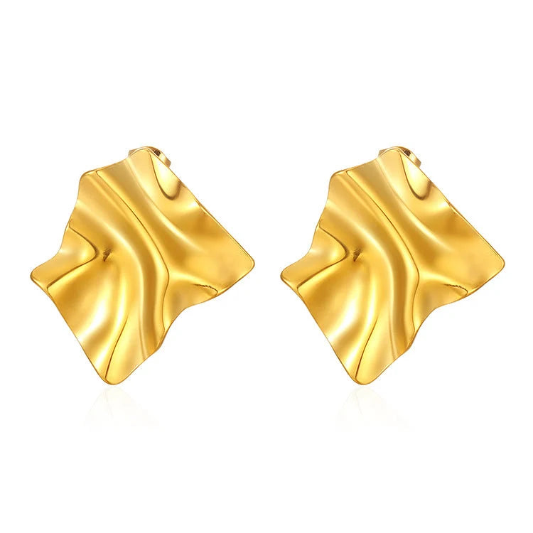 Adult Gold-plated Irregular Square Earrings