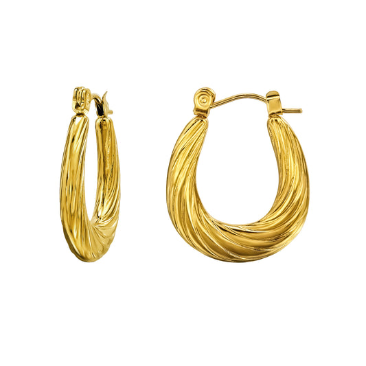 Adult Gold Plated Surgical Steel textured hoops with French lock