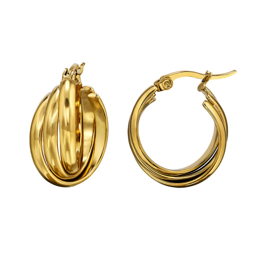 Adult Gold Plated Surgical Steel Crossed Bar Hoops with French lock