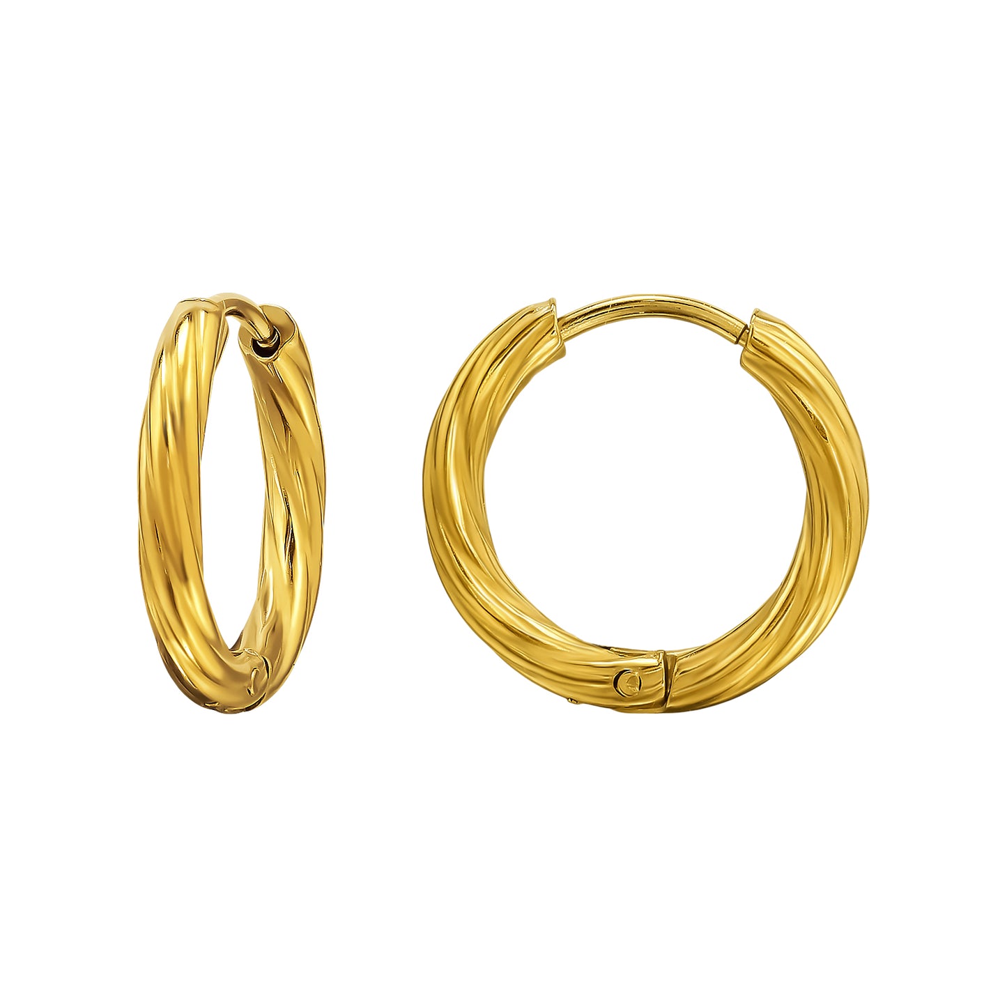Adult Gold Plated Surgical Steel twisted Huggie Hoops