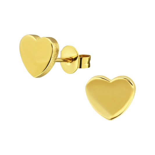 Gold Plated Surgical Steel Heart Ear Studs