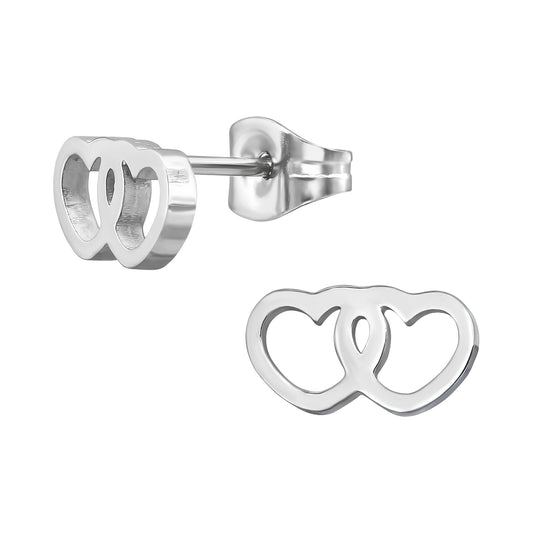 Surgical Steel Hearts Ear Studs