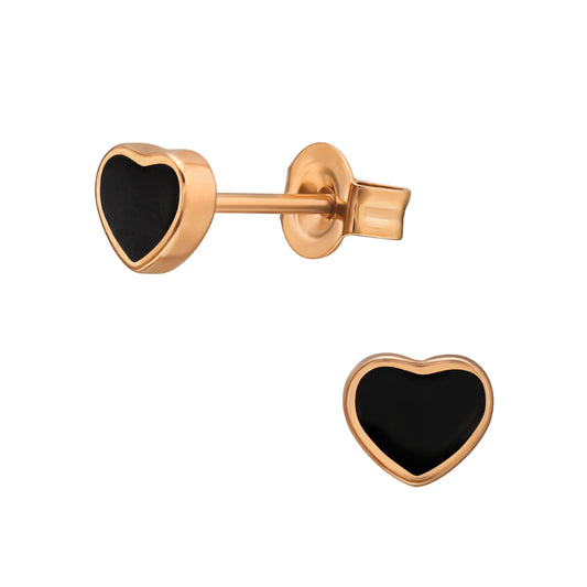 Rose Gold Plated Surgical Steel Heart Ear Studs