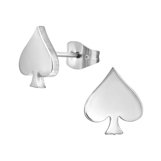 Adult High Polish Surgical Steel Spade Ear Studs