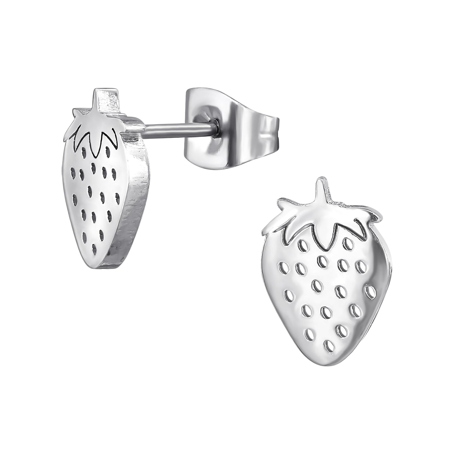 High Polish Surgical Steel Strawberry Ear Studs