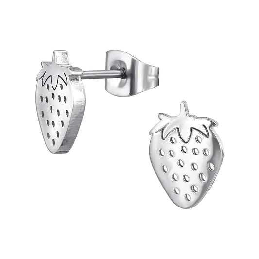 High Polish Surgical Steel Strawberry Ear Studs