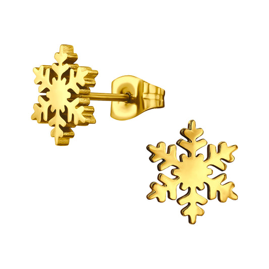 Gold Plated Surgical Steel Snowflake Ear Studs
