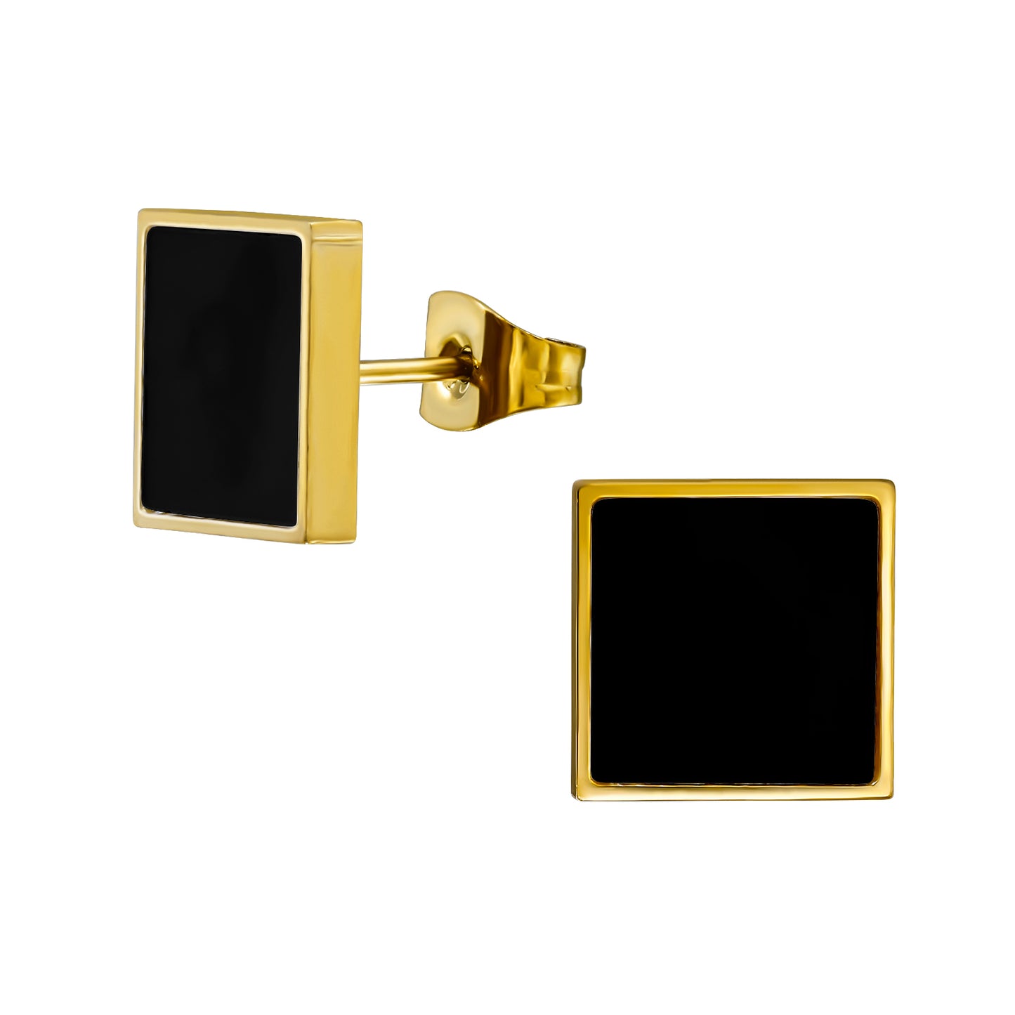 Adult Gold Plated Surgical Steel Square with Imitation Shell Stone Ear Studs