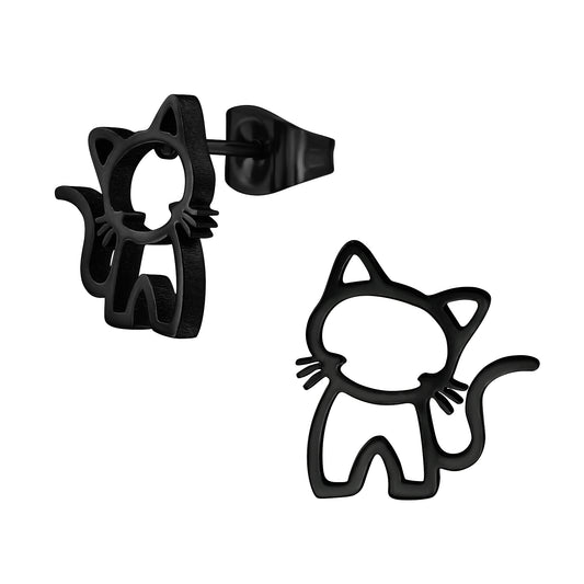 Black Surgical Steel Cat Ear Studs