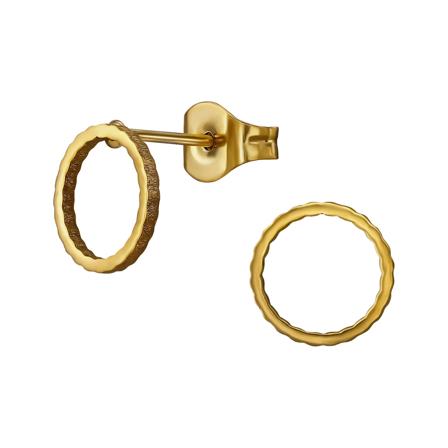Gold Plated Stainless Steel Circle Ear Studs