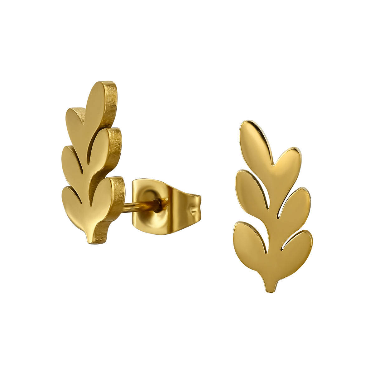 Gold Plated Surgical Steel Leaf Ear Studs