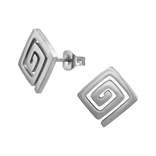 Adult High Polish Surgical Steel Square Coil Ear Studs