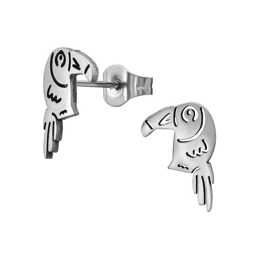 High Polish Surgical Steel Toucan Ear Studs