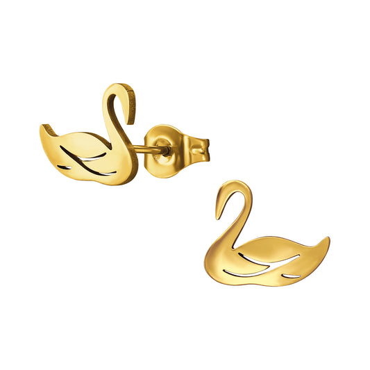 Gold Plated Surgical Steel Swan Ear Studs