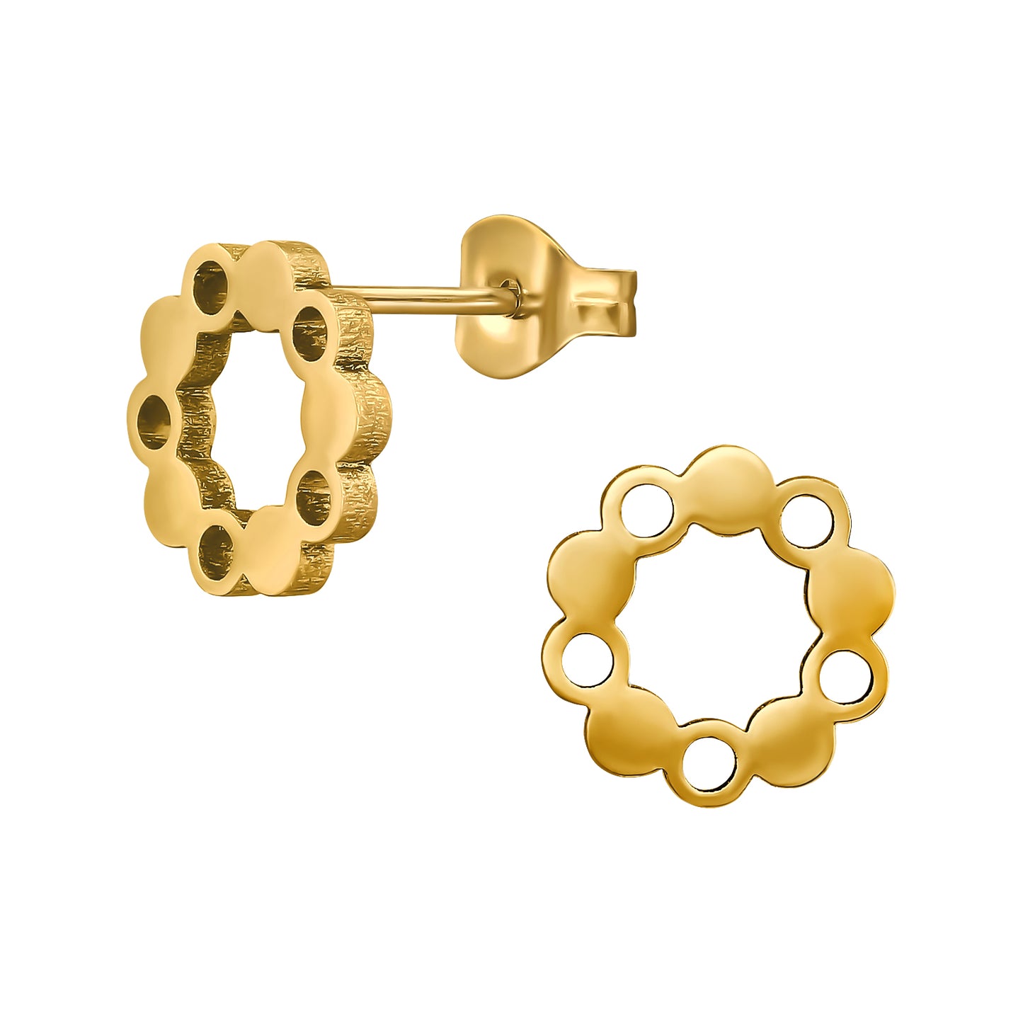Adult Gold Plated Surgical Steel Round Ear Studs