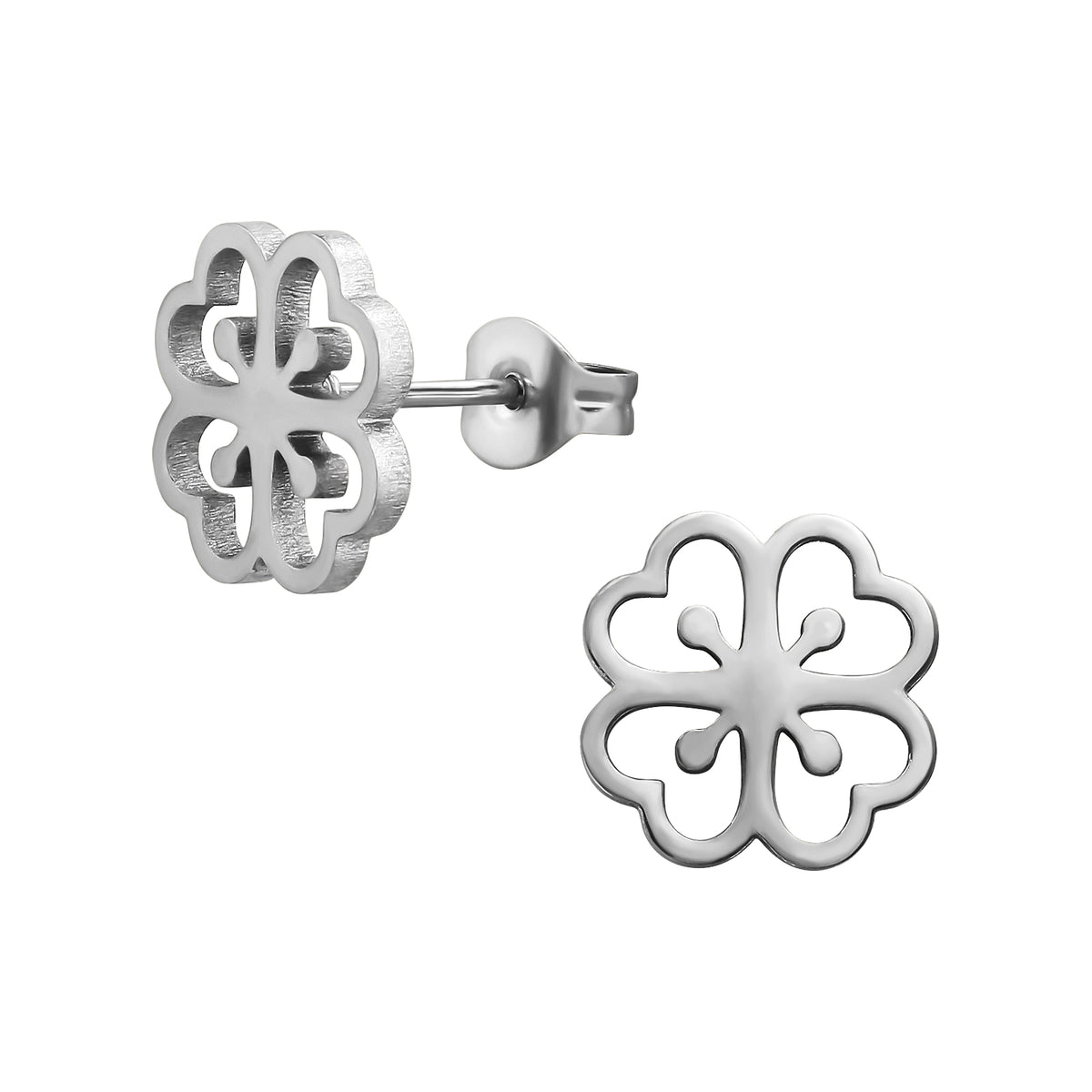 Stainless Steel Open Clover Ear Studs
