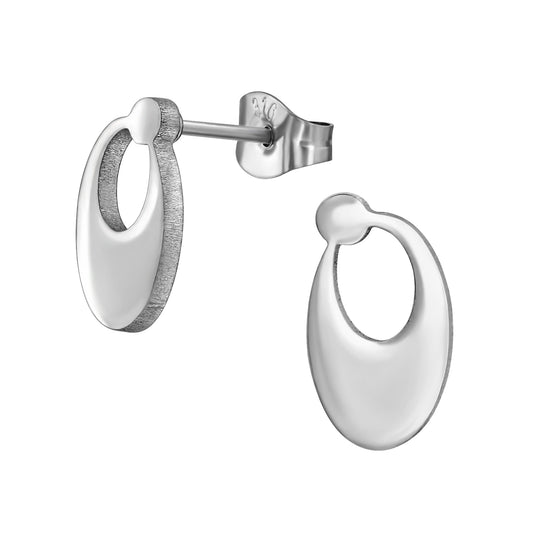 Adult Stainless Steel Oval Ear Studs