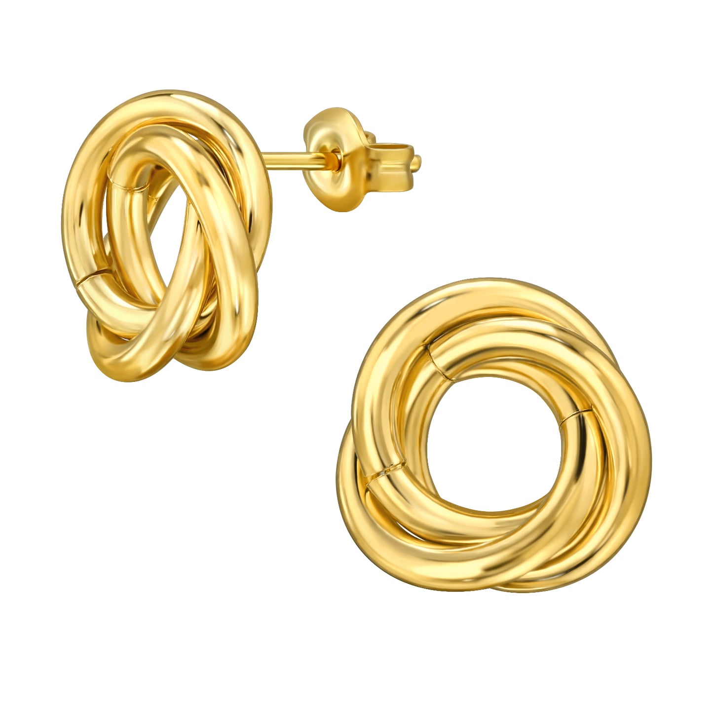 Adult Gold Plated Twisted Stainless Steel Ear Studs