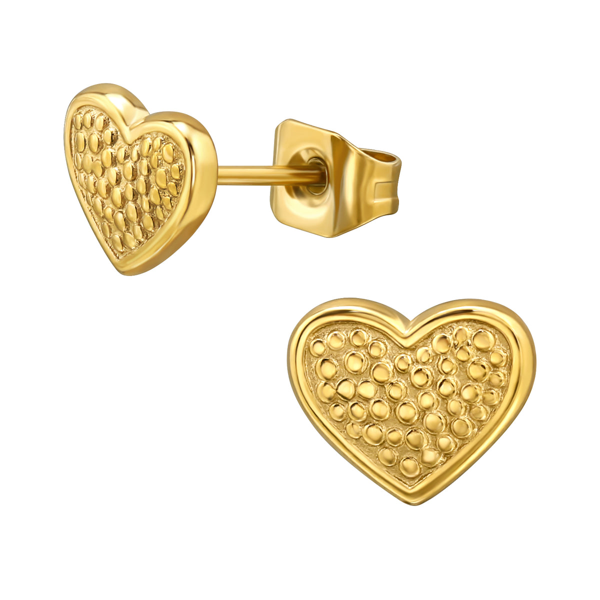 Gold Plated Surgical Steel Dots Heart Ear Studs