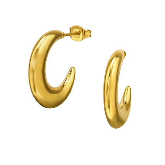 Adult Gold Plated Half Hoop Stainless Steel Ear Studs
