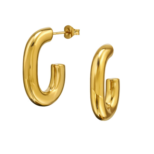 Adult Gold Plated Cleo Hoop Stainless Steel Ear Studs