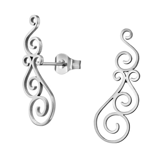 Adult Filigree Swirl Stainless Steel Ear Studs