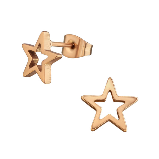 Rose Gold Surgical Steel Star Ear Studs