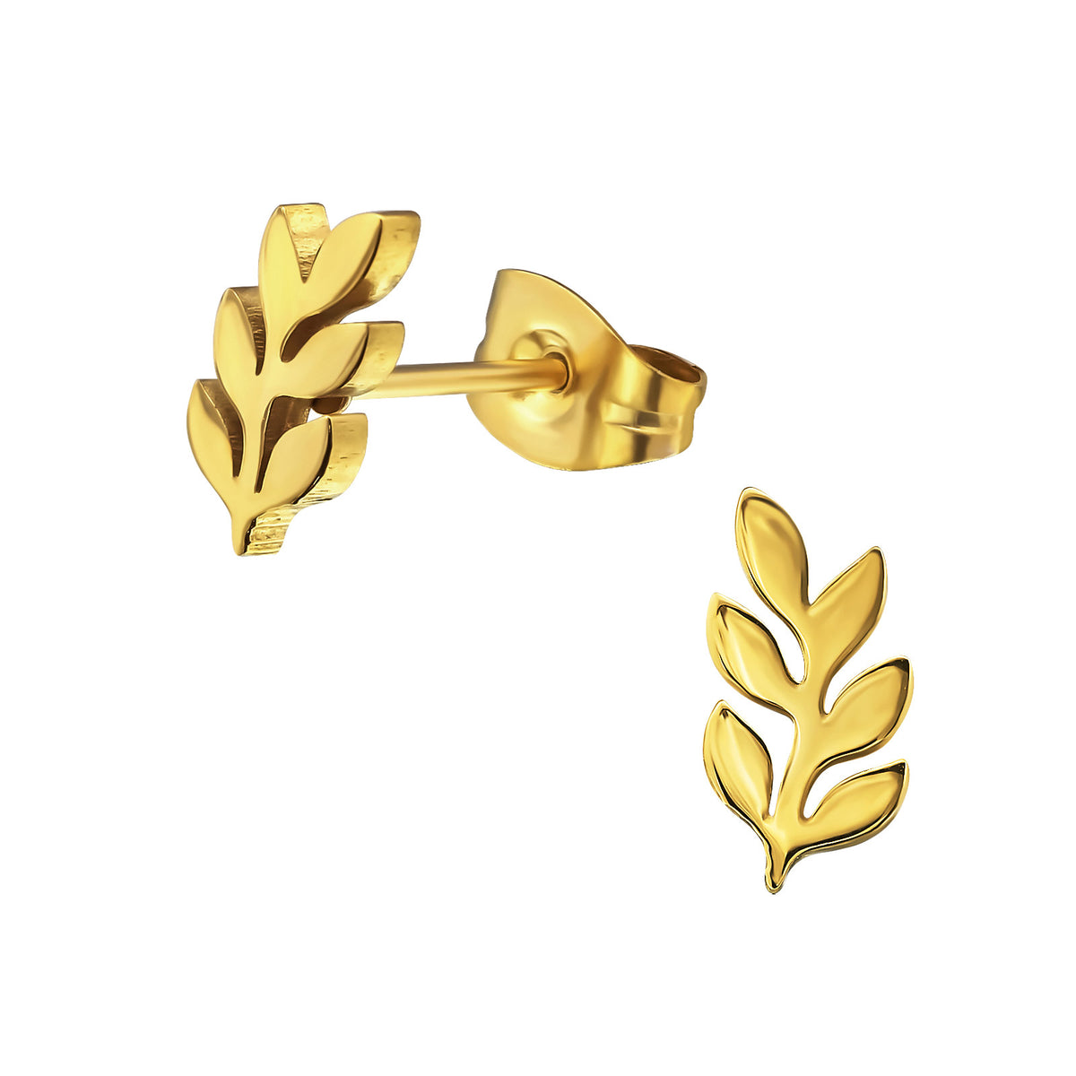Gold Plated Surgical Steel Olive Branch Ear Studs
