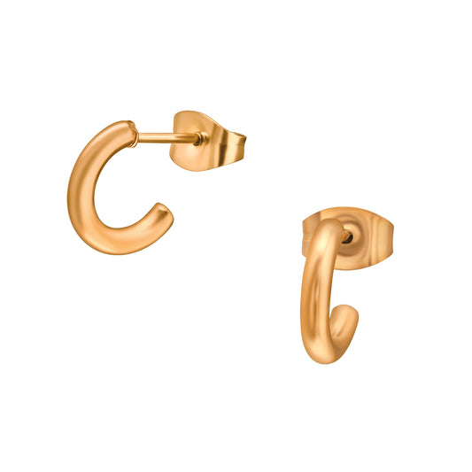 Rose Gold Plated Surgical Steel Half Hoop Ear Studs