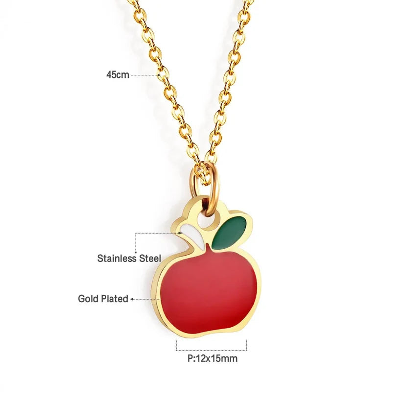 Gold-Plated Stainless Steel Apple Necklace