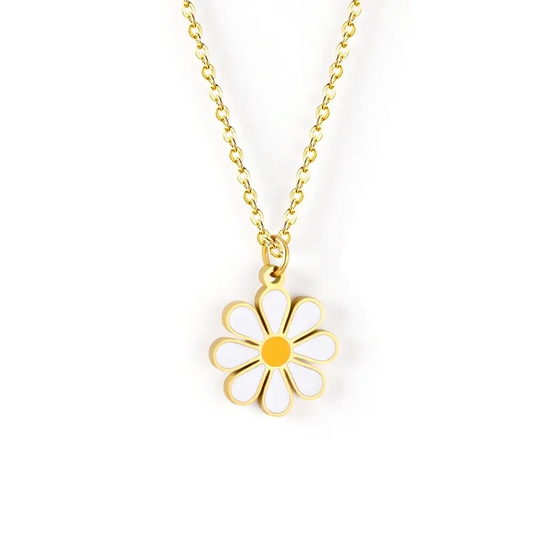 Gold-Plated Stainless Steel Cute Flower Necklace