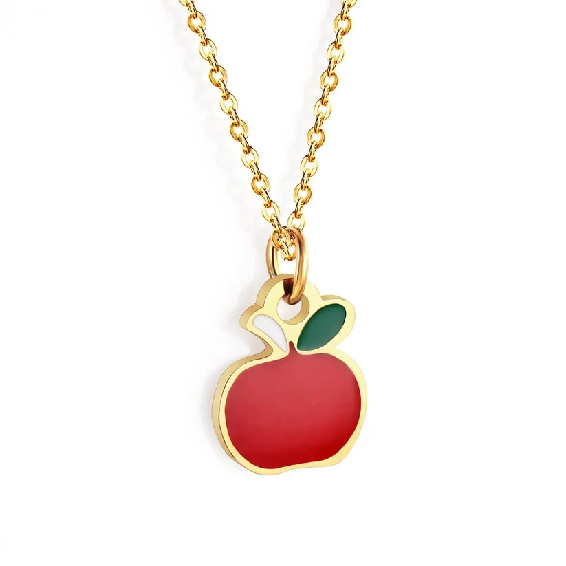 Gold-Plated Stainless Steel Apple Necklace
