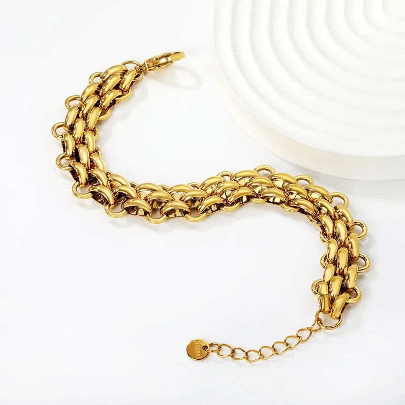 Adult Woven Cuban chain Gold-Plated Bracelet