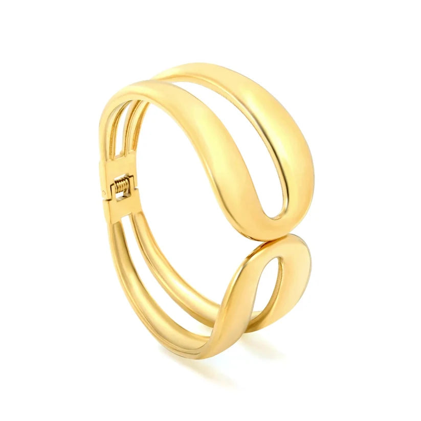 Adult Gold Tone Hollow Open Cuff Bangle