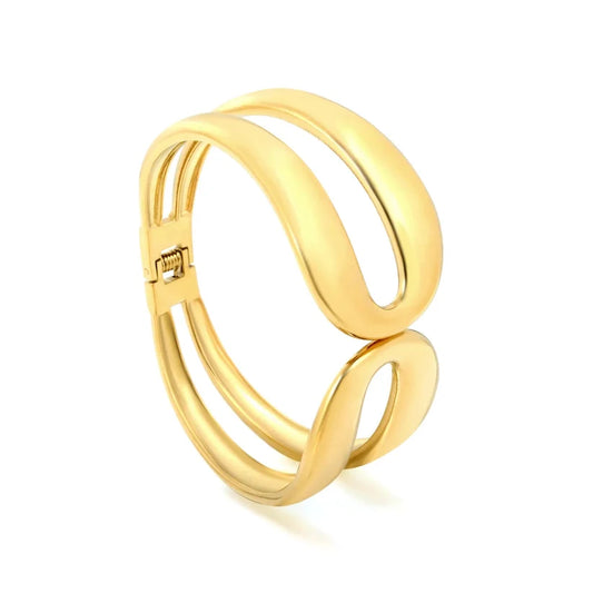 Adult Gold Tone Hollow Open Cuff Bangle