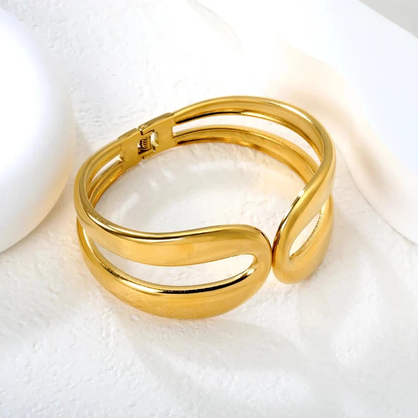 Adult Gold Tone Hollow Open Cuff Bangle