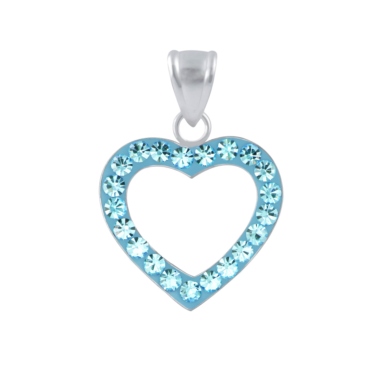 925 Sterling Silver Heart Crystal Pendant