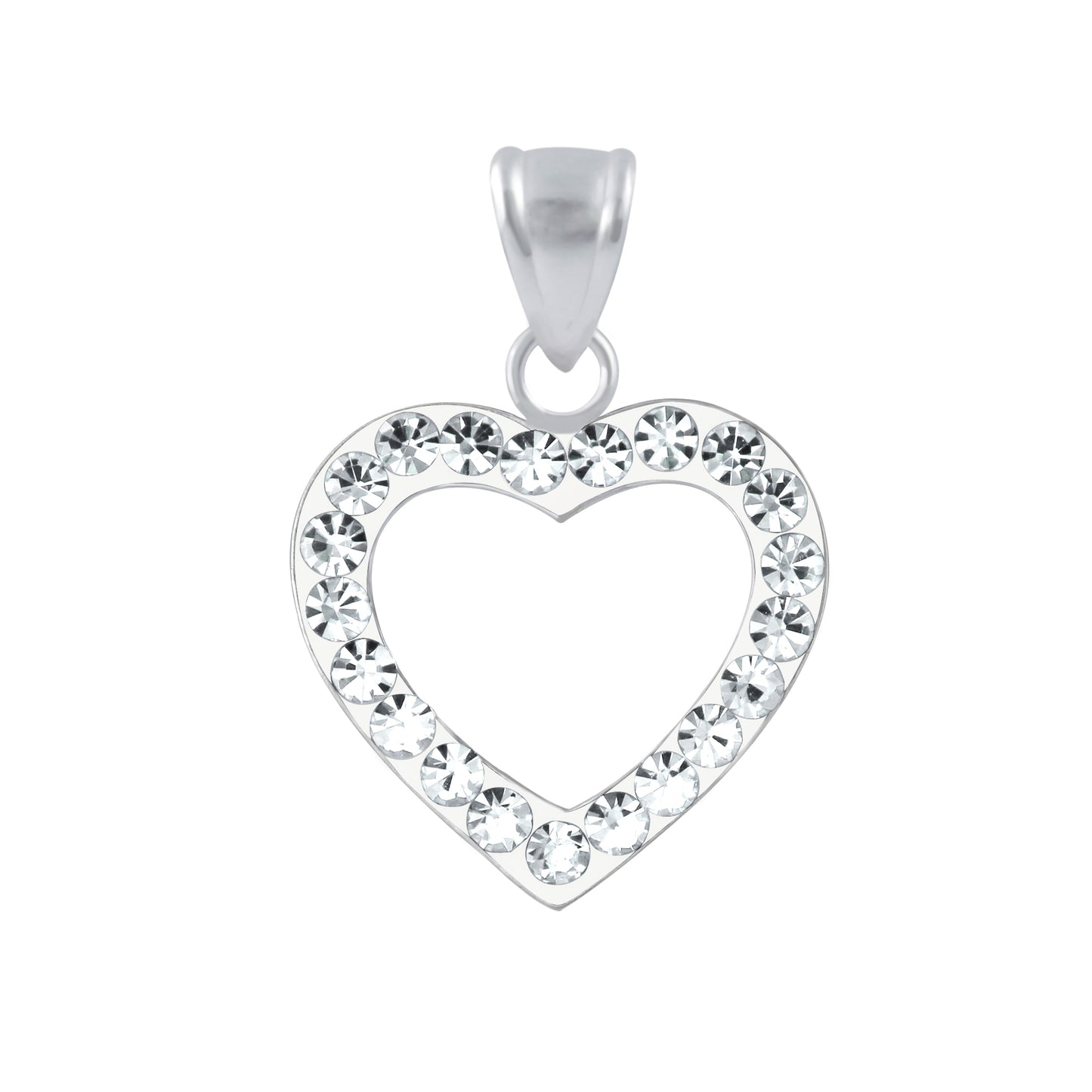 925 Sterling Silver Heart Crystal Pendant