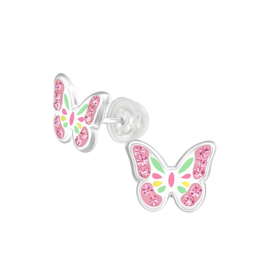 925 Sterling Silver Butterfly Earrings with Silicone Coated Back