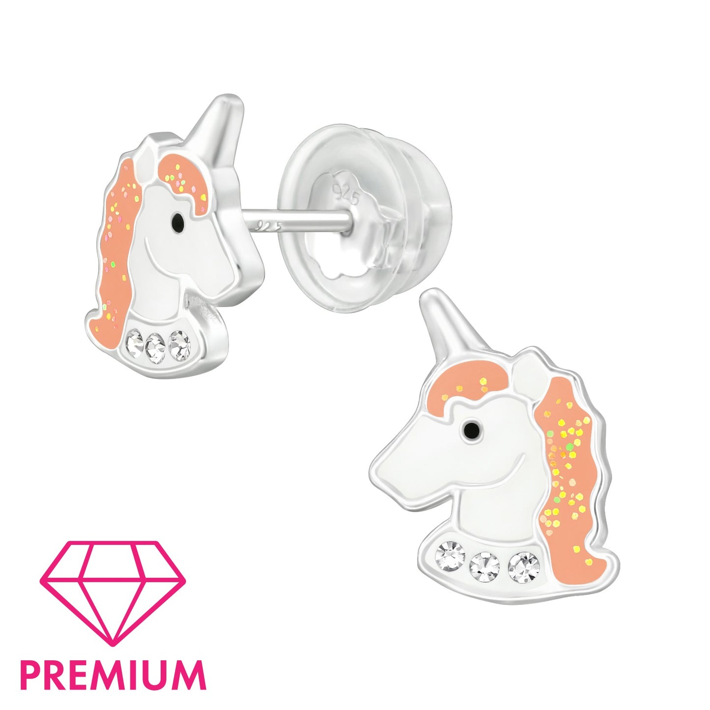 925 Sterling Silver Unicorn Premium Earrings with Epoxy