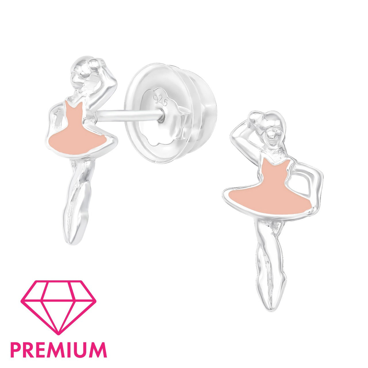 925 Sterling Silver Ballerina Premium Earrings with Epoxy