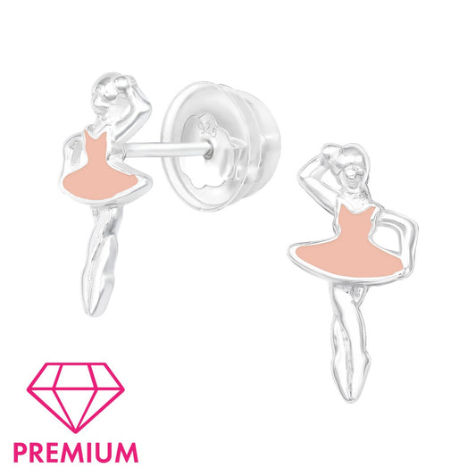 925 Sterling Silver Ballerina Premium Earrings with Epoxy